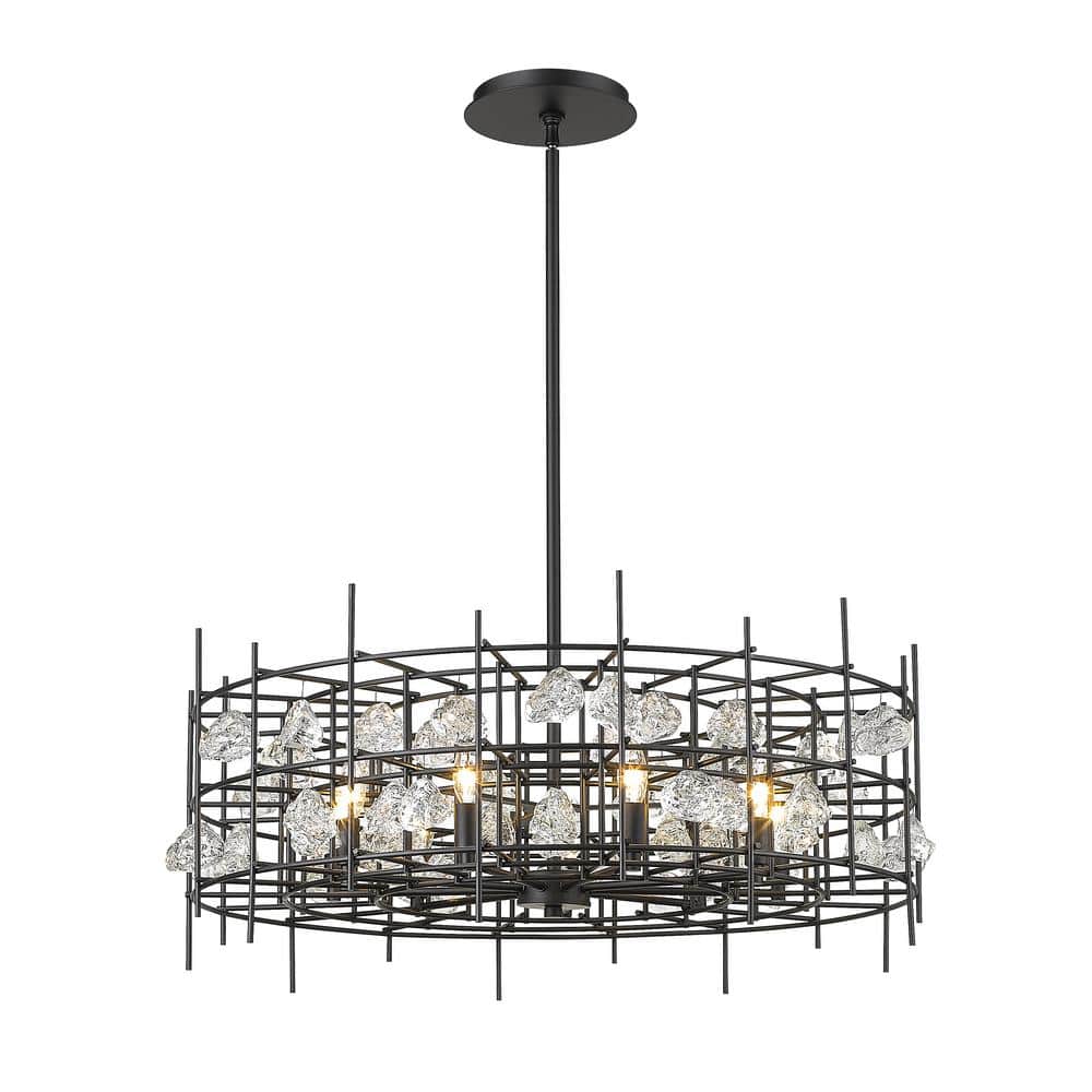 Garroway 9-Light Matte Black Chandelier with No Shade