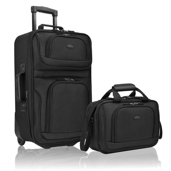 U.S. Traveler Rio 2-Piece Black Expandable Carry-On Luggage Set