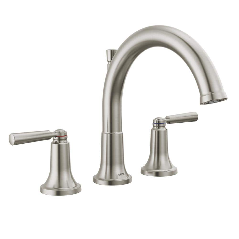 Delta Saylor 2-Handle Deck Mount Roman Tub Faucet Trim Kit in Stainless ...