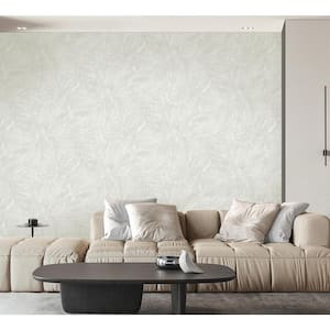 Aspen White Leaf Textured Non-pasted Vinyl Wallpaper