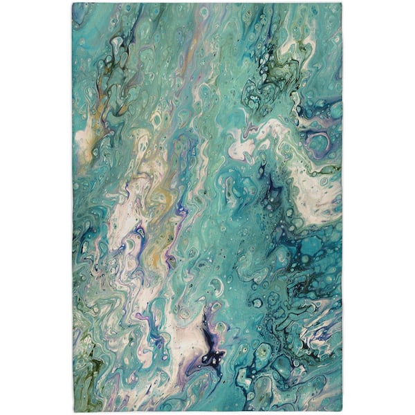 Dream Shag Premium Machine Washable Abstract ADS49 Seaglass 9 ft. x 12 ft. Area Rug