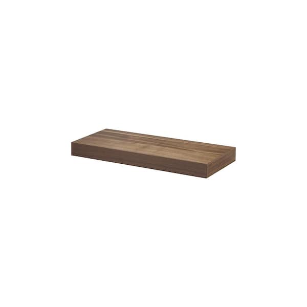 big Boy Shelf 22.4 in. x 9.8 in. x 2 in. Walnut MDF Floating Decorative Wall Shelf with Brackets