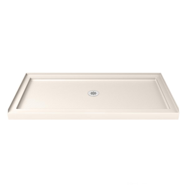 DreamLine SlimLine 54 in. x 36 in. Single Threshold Alcove Shower Pan Base in Biscuit with Center Drain