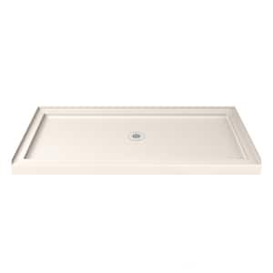 Slim Line 60 in. x 34 in. Single Threshold Alcove Shower Pan Base in Biscuit with Center Drain