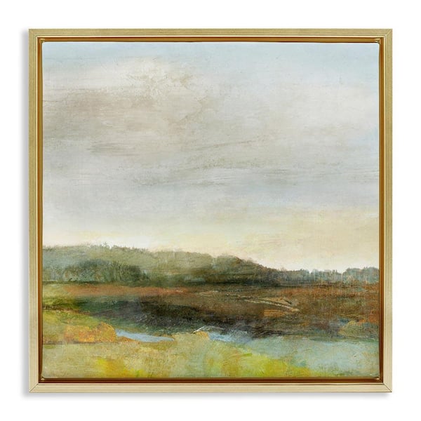 Warm Summer Meadow Hills by Suzanne Nicoll Gold Floater Frame Nature Graphic Art Print 25 in. x 25 in.