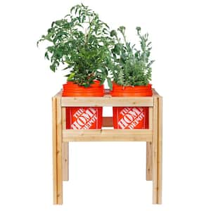 29 in. x 28 in. x 30 in. 4-Bucket Elevated Unfinished Wood Cedar Garden Frame Raised Beds