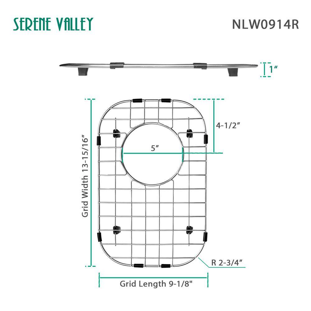 9.13" x 13.94" Stainless Steel Sink Grid with Rear Drain