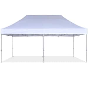 Commercial 10 ft. x 20 ft. White Pop Up Canopy Tent with Roller Bag