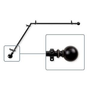 28 in. to 48 in. Adjustable 13/16 in. Corner Window Curtain Rod in Black with Stevie Finials