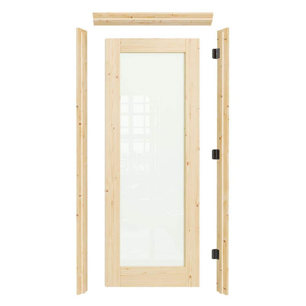 30 in. x 80 in. Full Lite Frosted Glass Right Handed Brown Solid Core Assembly Required Door Kit w/ Quick Assemble Jamb price history on PriceWatchPro