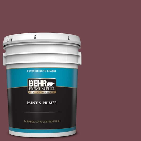 BEHR PREMIUM PLUS 5 gal. #PPF-50 Fired Brick Satin Enamel Exterior Paint & Primer