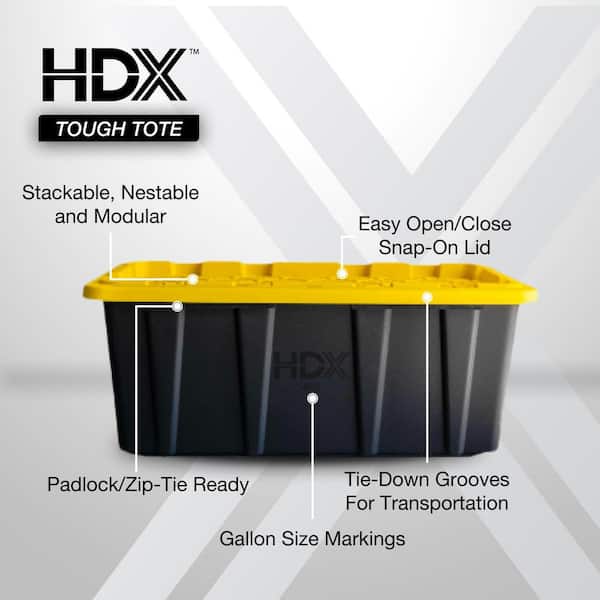 40 Gal. Tough Storage Tote in Black with Yellow Lid