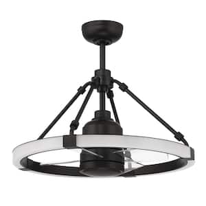 Levy 19 in. Indoor Flat Black Ceiling Fan and Integrated LED Light Kit, Smart Wi-Fi Enabled Remote withVoice Activation