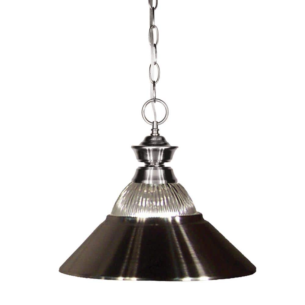 Brushed Nickel and Glass 14" Pendant Light