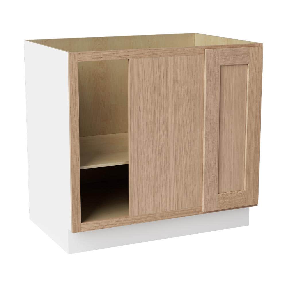 36 in. W x 24 in. D x 34.5 in. H Ready to Assemble Solid Wood Shaker Base Blind Corner Kitchen Cabinet in Oak price history on PriceWatchPro