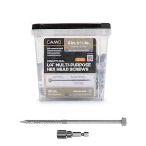 1/4 in. x 6 in. Hex Head Multi-Purpose Hex Drive Structural Wood Screw - Hot Dip Galvanized (50-Pack)