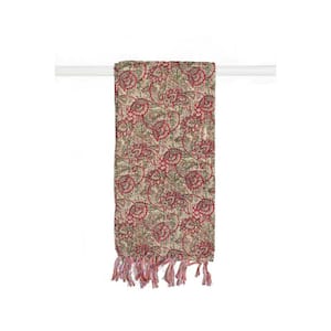 Charlie Green Damask Cotton Throw Blanket