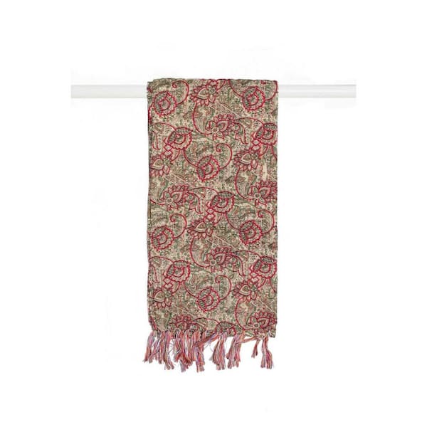 HomeRoots Charlie Green Damask Cotton Throw Blanket