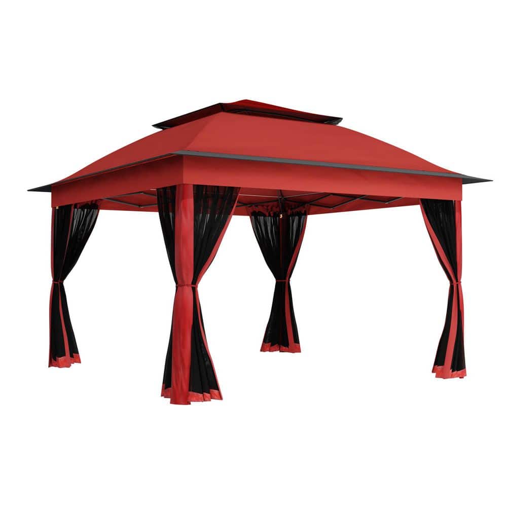 11 ft. x 11 ft. Red Pop-Up Outdoor Patio Steel Metal Frame Soft Top Gazebo with Mosquito Netting price history on PriceWatchPro