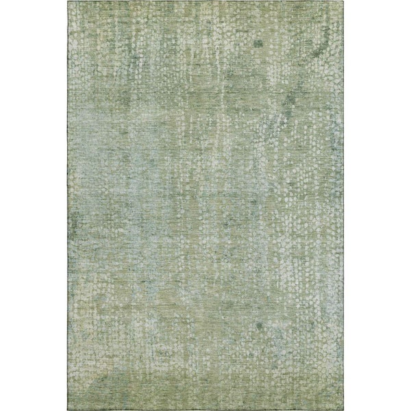 Mayfield Premium Machine Washable Abstract AMF2087 Green 3 ft. x 4 ft. Area Rug