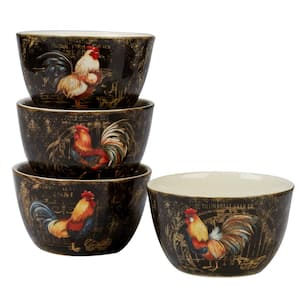 Gilded Rooster 4-Piece Multi-Colored 5.25 in. x 3 in. Ice Cream Bowl Set
