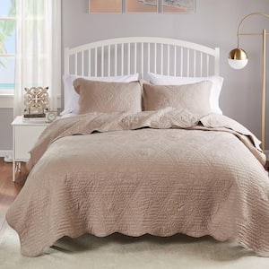 MarCielo 3-Piece Heather Grey Embroidery 100% Cotton Lightweight King Size Quilt  Set T036_K - The Home Depot
