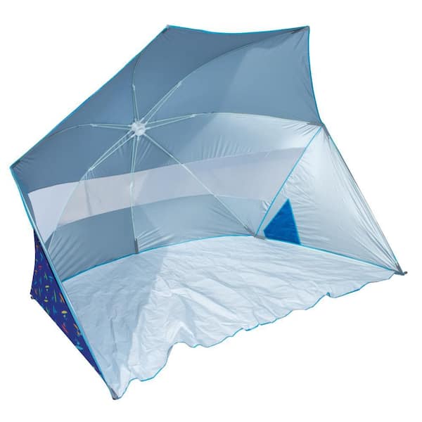 8 ft. Pop-Up Beach Shelter with Surfer Print in Blue