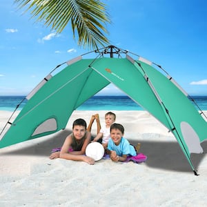 8.5 ft x 7.3 ft Green 4 Person Instant Popup Camping Tent 2-in-1 Double Layer Waterproof Tent