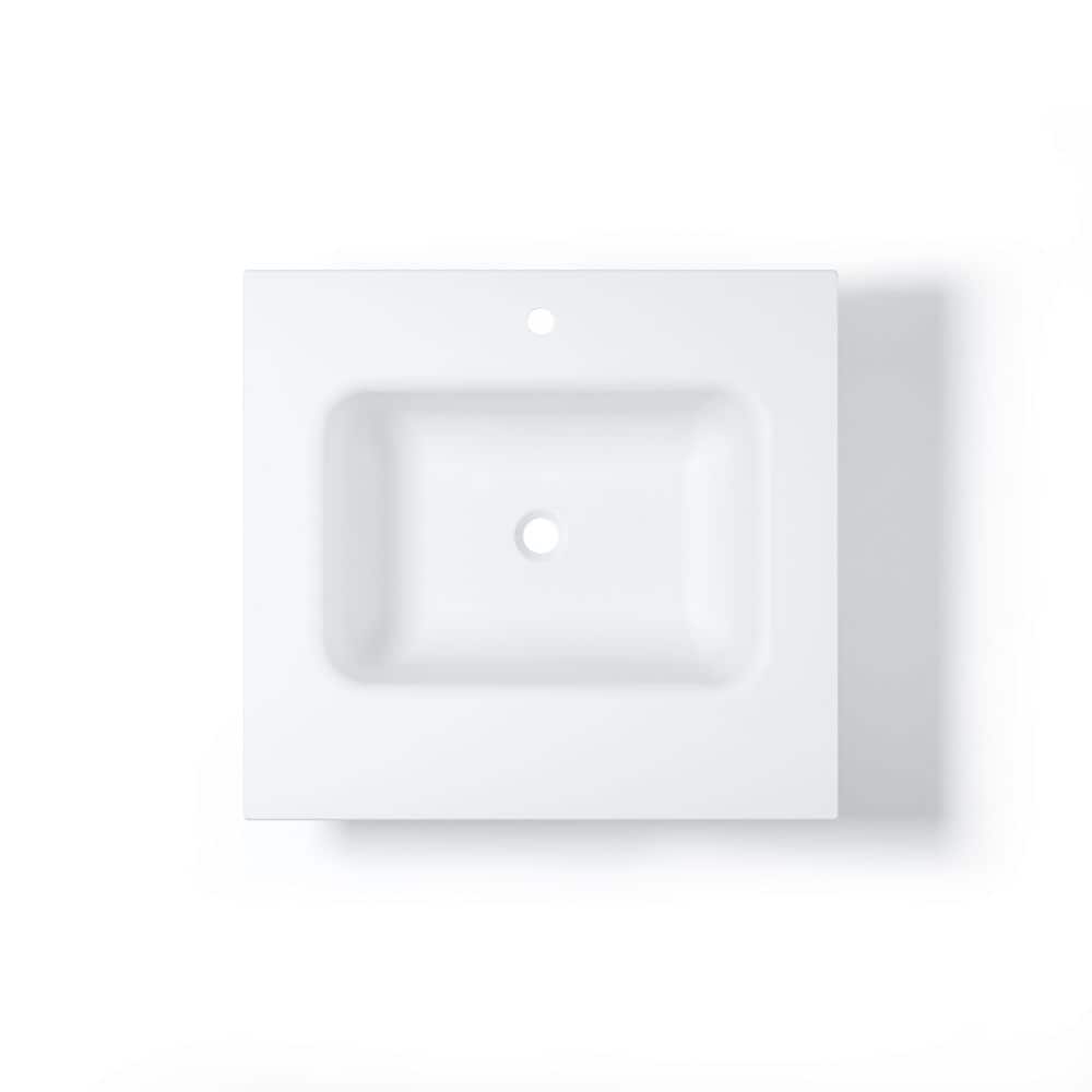 Velora 24 in. W x 22 in. D Everstone Solid Surface Vanity Top in White Non-Porous Hygienic Finish price history on PriceWatchPro