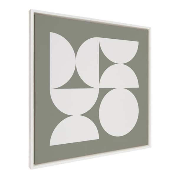 Sylvie Bold Vintage Geometric Soft White on Sage Green by The Creative Bunch Studio Framed Art Print 30 in. x 30 in.