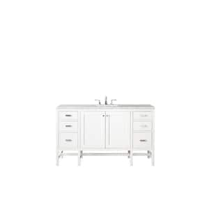 Addison 60 in. W x 23.5 in. D x 35.5 in. H Bathroom Vanity in Glossy White with Arctic Fall Solid Surface Top