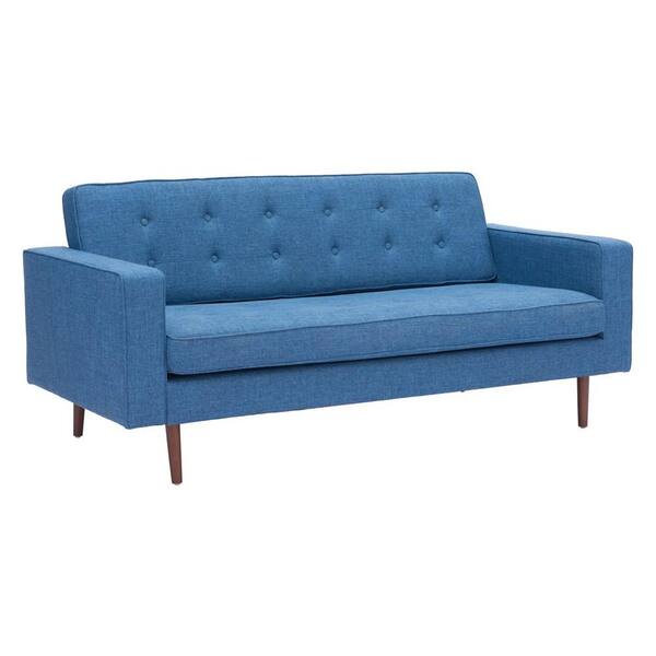 ZUO Puget Blue Cotton Linen Blend Sofa