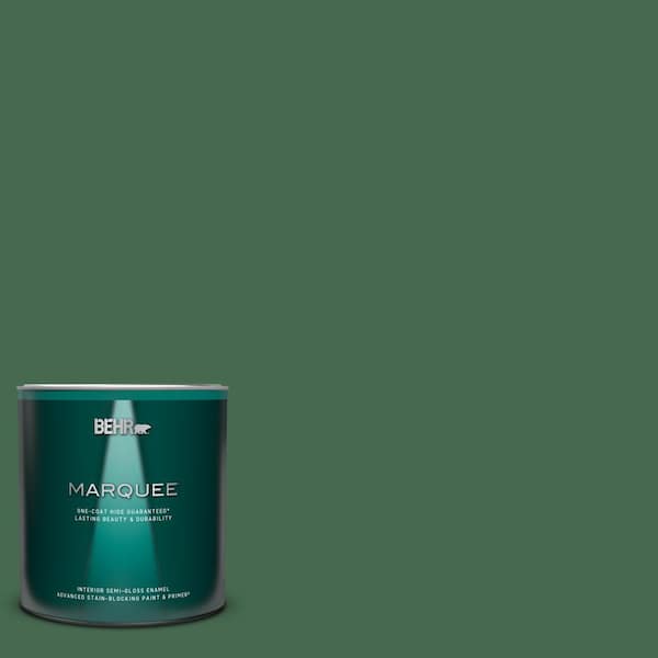 BEHR MARQUEE 1 qt. #M410-7 Perennial Green Semi-Gloss Enamel Interior Paint & Primer