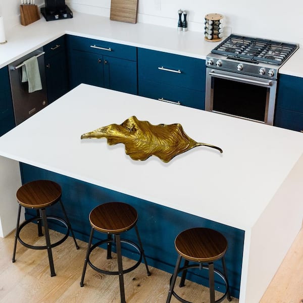 Gold 11 in. x 31 in. Handmade Aluminum Metal Leaf Decorative Bowl