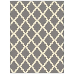 Glamour Collection Non-Slip Rubberback Moroccan Trellis Design 2x3 Indoor Entryway Mat, 2 ft. 3 in. x 3 ft., Gray