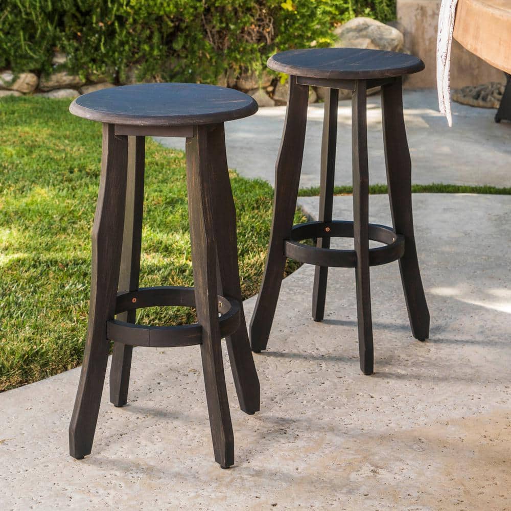 Noble House Meredith Wood Outdoor Bar, Outdoor Wooden Bar Stools