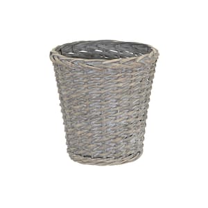Distressed Gray Wicker Waste Containers Includes Liner