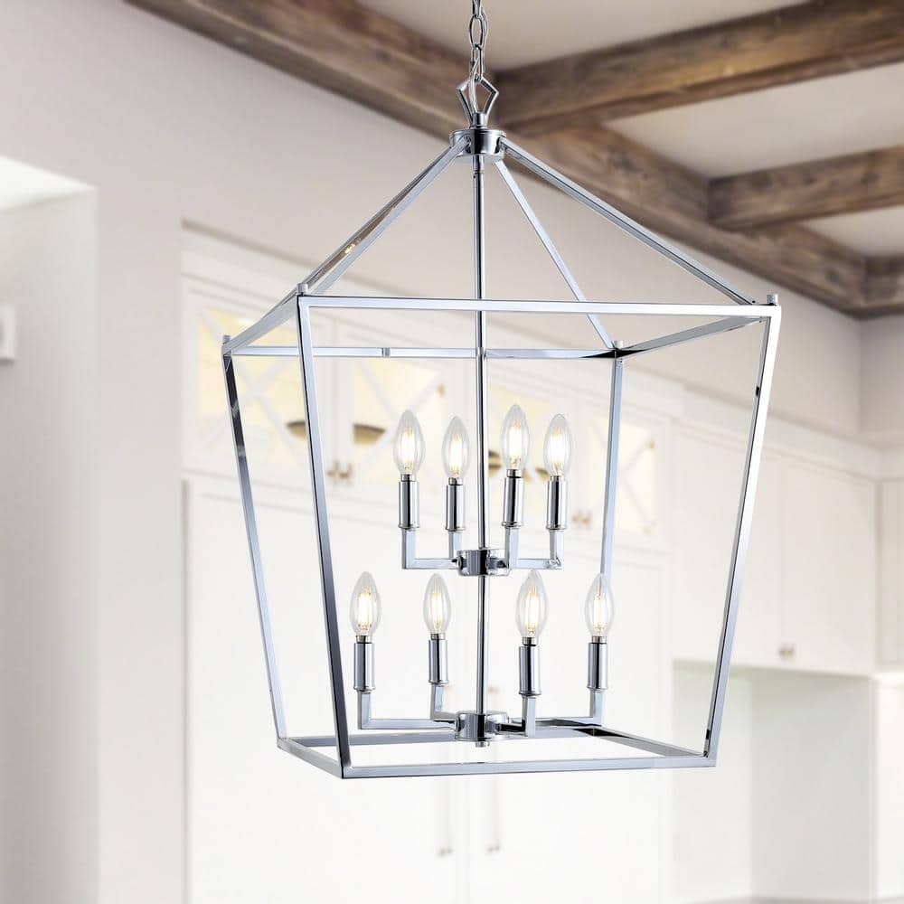 Pagoda 20" Chrome LED Lantern Pendant Light