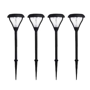 Premier Black Black Outdoor Garden Solar Warm White LED Pathway Landscape Light with Dual Color Temparture (4-Pack)