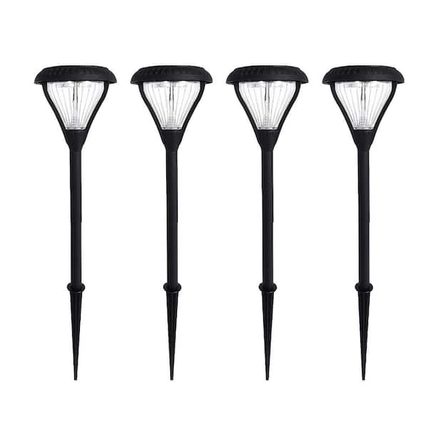 GAMA SONIC Premier Black Black Outdoor Garden Solar Warm White LED Pathway Landscape Light with Dual Color Temparture (4-Pack)
