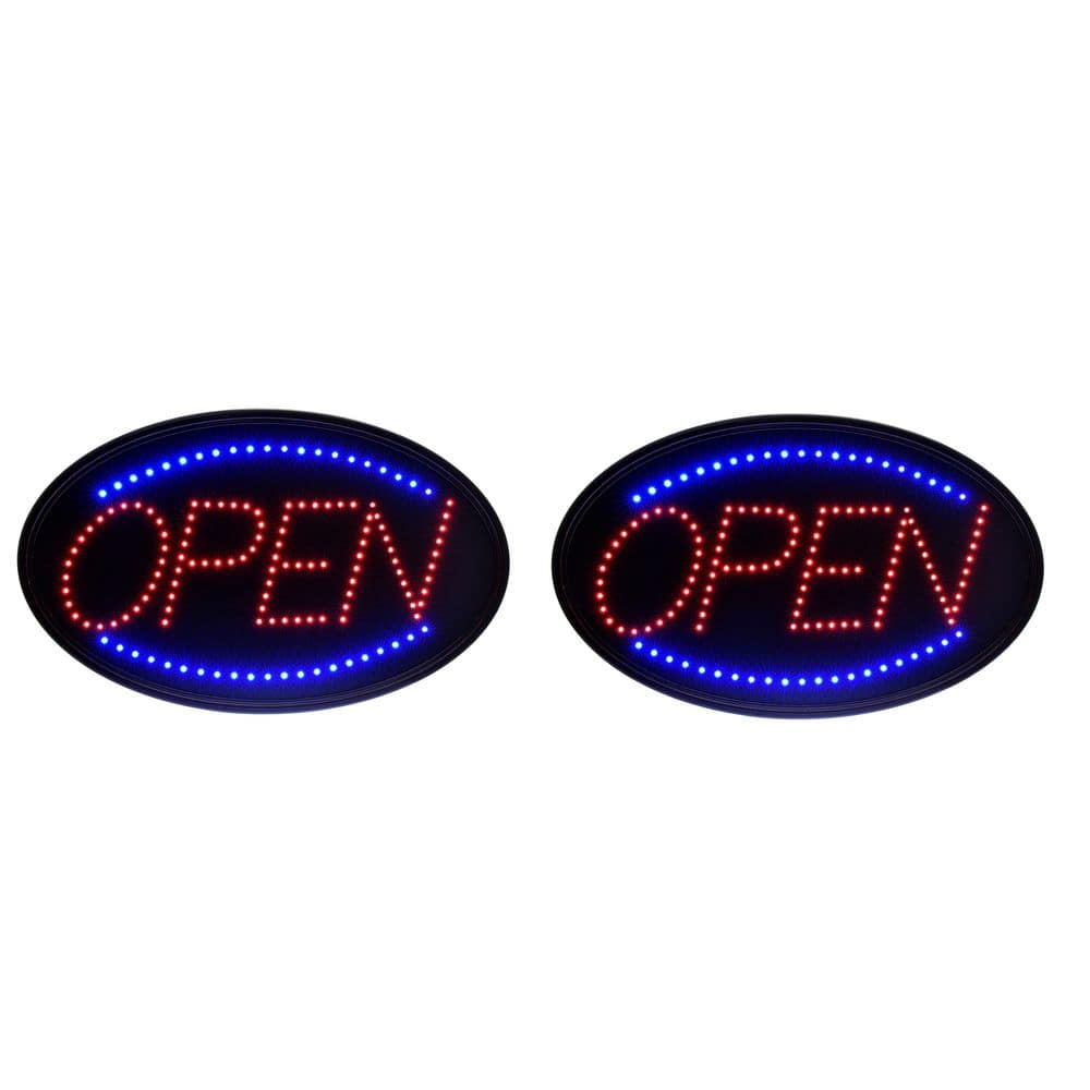 Alpine Industries 23 in. x 14 in. LED Oval Open Sign (2-Pack) 497