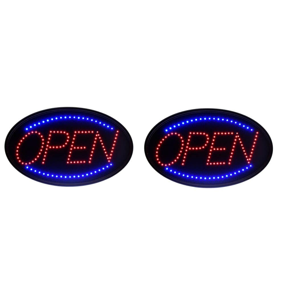 Alpine Industries 23 in. x 14 in. LED Oval Open Sign (2-Pack) 497-02-2PK  The Home Depot
