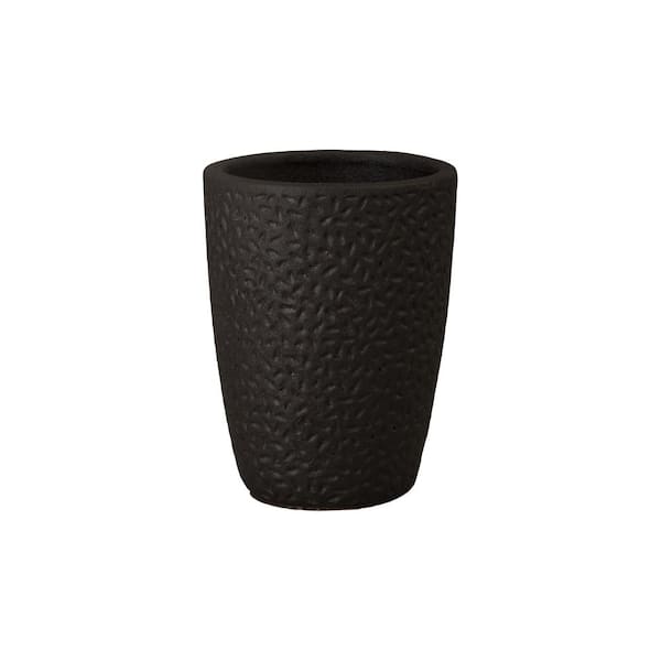 Emissary 10 in. L x 14 in. H Matte Black Ceramic Round Planter with High-Fire Treatment