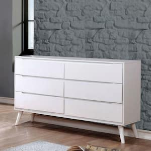 milo mid century modern 6-drawer dresser white Prepac Milo Mid Century Modern Tall 6-Drawer Chest, White