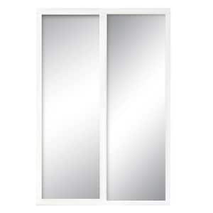 60 in. x 96 in. Serenity White Wood Frame Mirrored Interior Sliding Door
