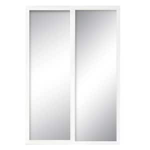 72 in. x 81 in. Serenity White Wood Frame Mirrored Interior Sliding Door