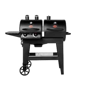 Dual Threat 2-Burner Gas and Charcoal Grill in Black