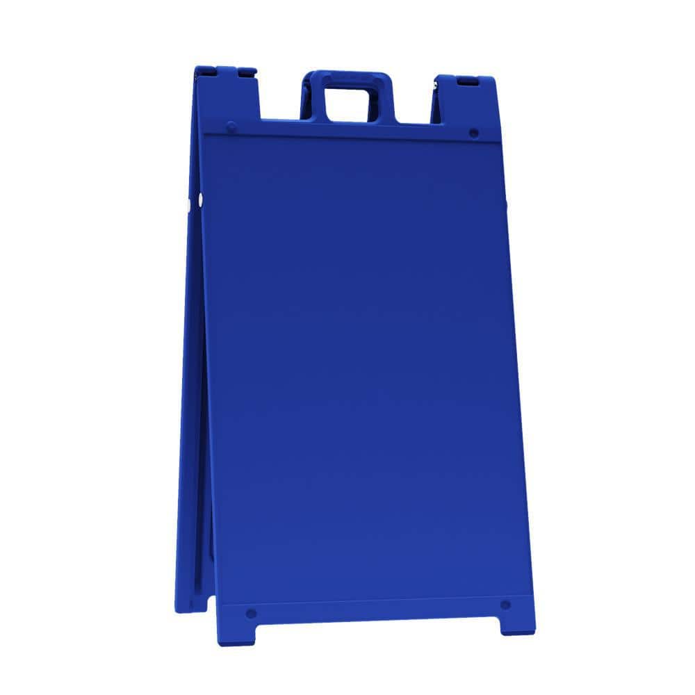 PLASTICADE Signicade 24 in. W x 36 in. H Blue Plastic Portable Folding ...