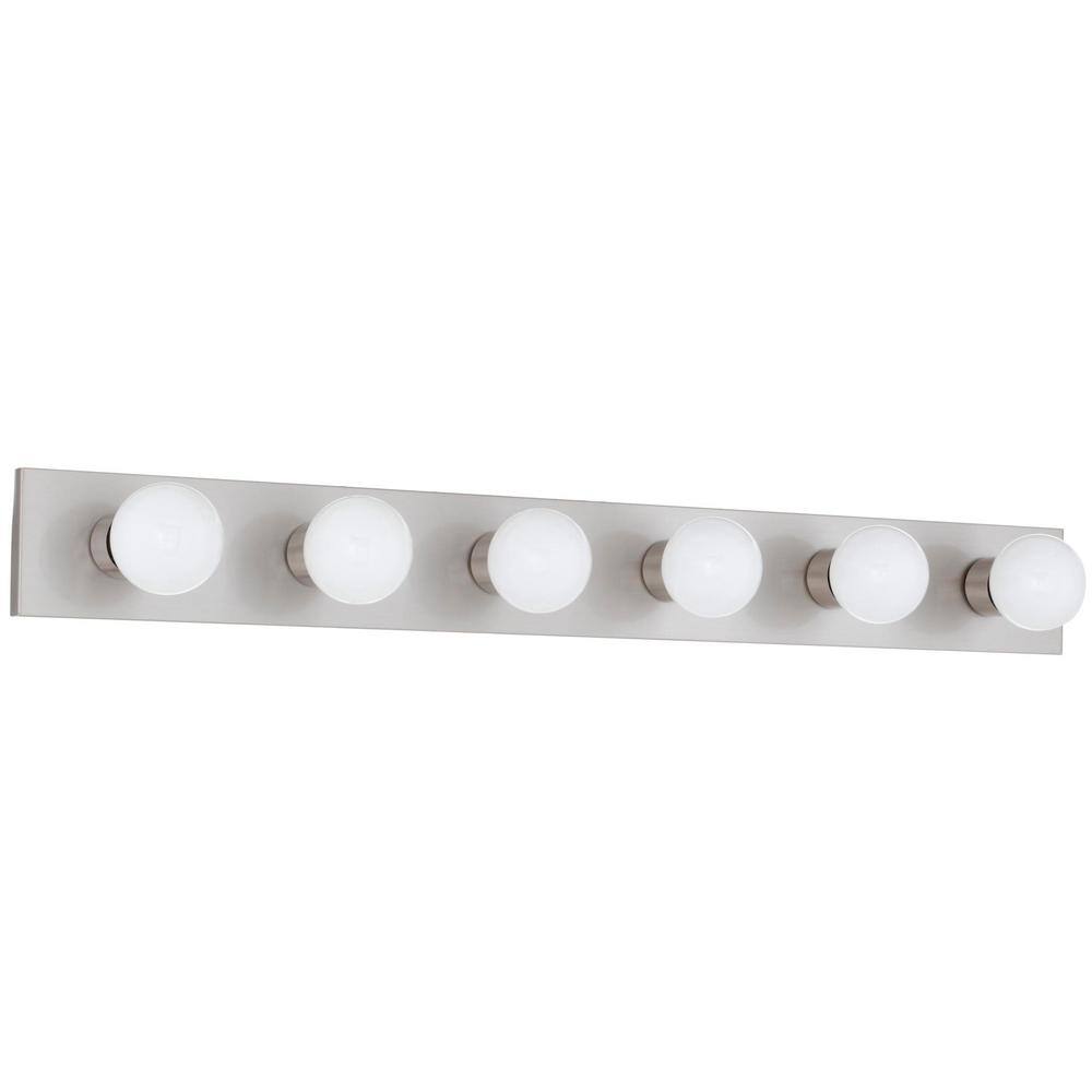 Transitional 6-Light Brushed Nickel Bath Vanity Fixture
