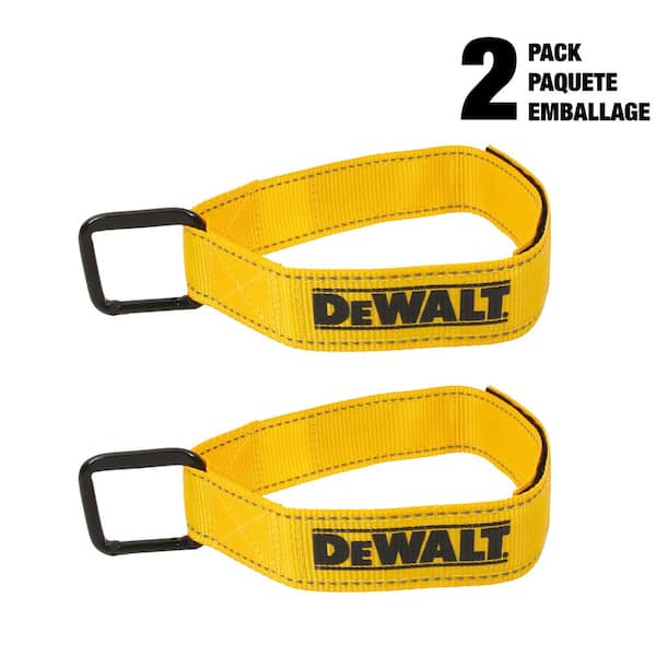 DEWALT Reflective Carabiner Utility Straps, 2-Pack-1.25 in. x 12 ft. (6.0 in. Loops)